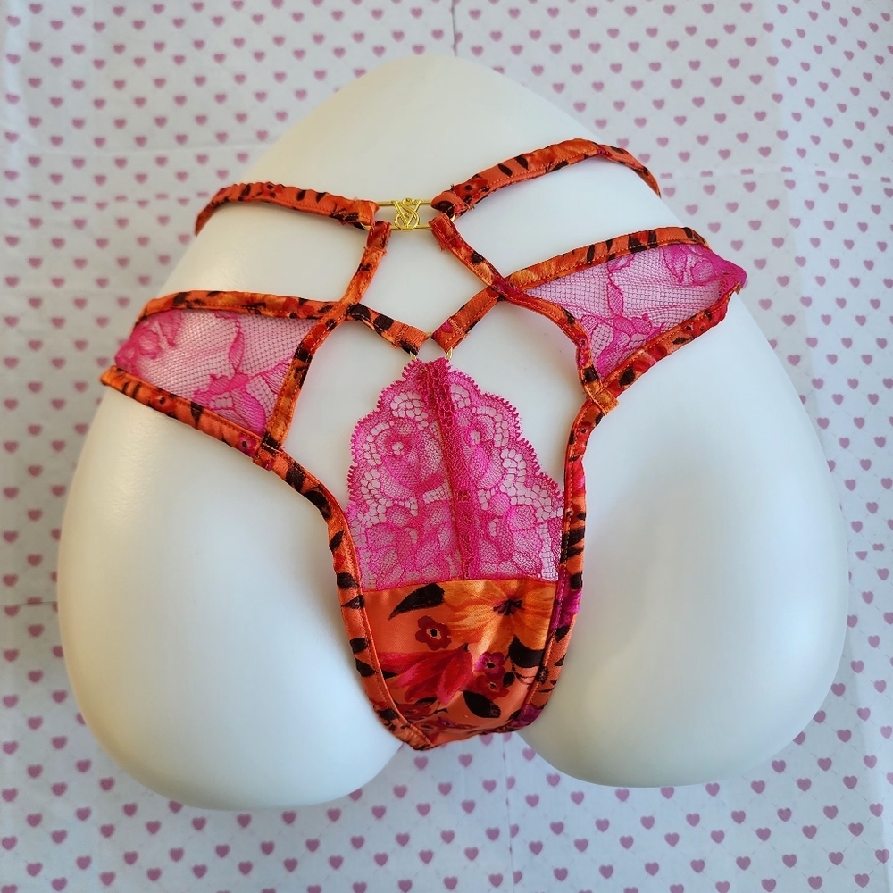 VICTORIA'S SECRET VERY SEXY TROPICAL HIGH LEG STRAPPY THONG PANTY